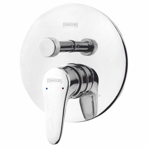Single Lever Concealed Mixer & Diverter High Flow & Three Outlet exposed parts kit consisting of operating lever & wall flange